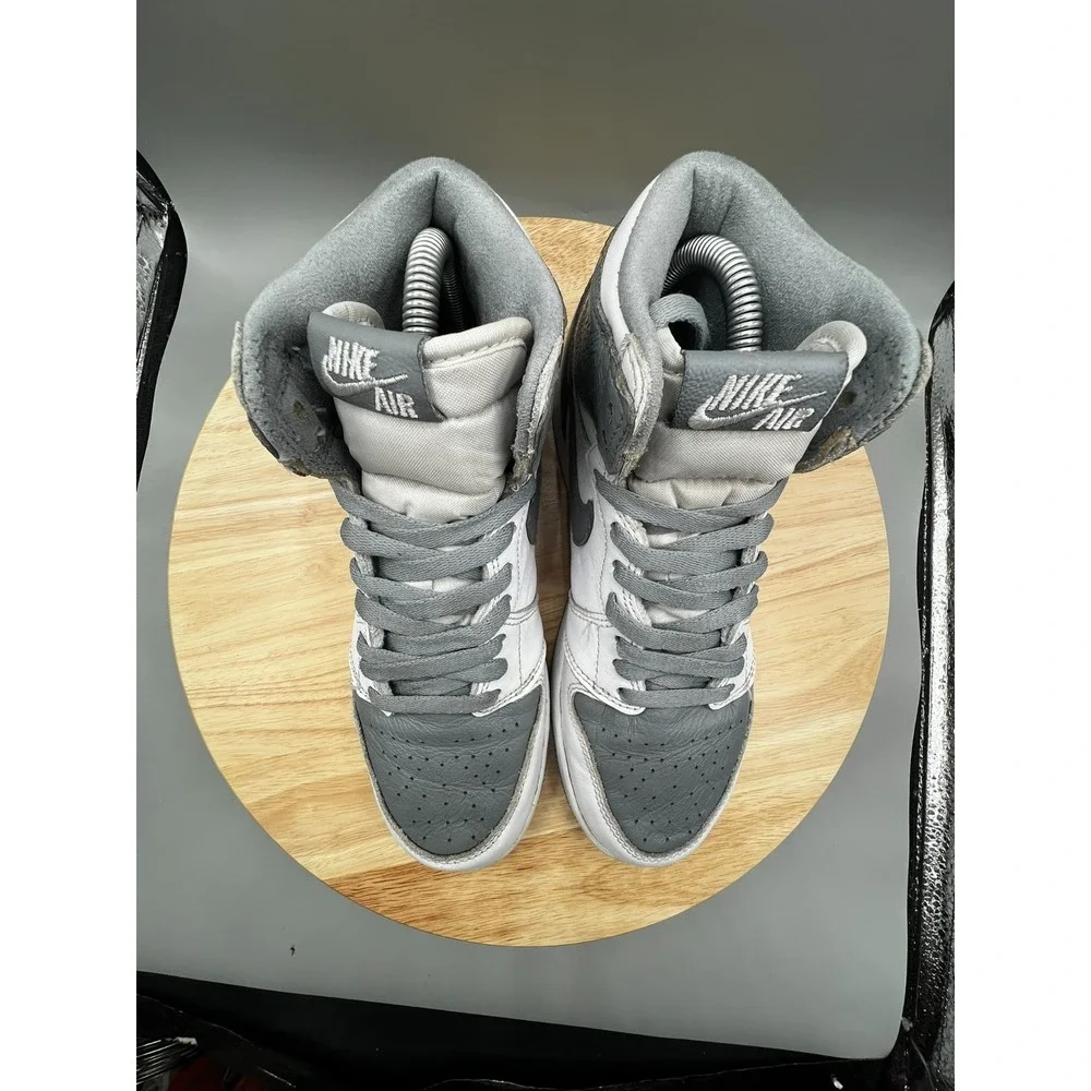 Nike 575441-037 Air Jordan 1 Retro High OG Stealth GS‎ 6Y Shoes White Grey READ